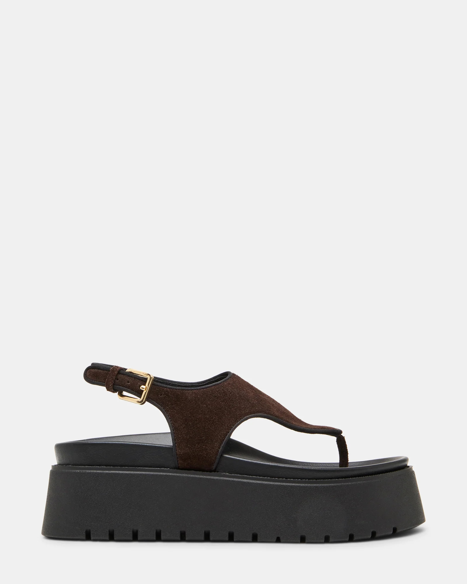 TABOR Brown Suede Thong Footbed Platform Women's Sandal | Steve Madden (US)