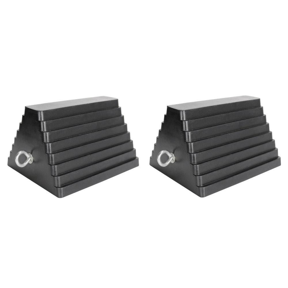 Extreme Max Heavy-Duty Rubber Wheel Chock with Eyebolt - Value 2-Pack | The Home Depot