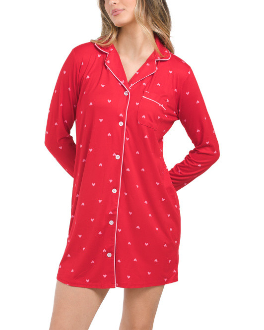 Heart Notch Collar Night Shirt | TJ Maxx