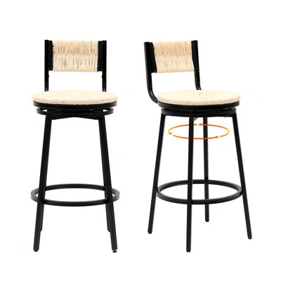 Stylish Hand-Woven Bar Stools With Ergonomic Design And Rustic Charm | Wayfair North America