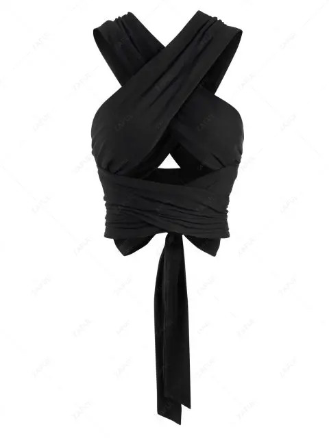 ZAFUL / Women / Tops / Tank Tops / Tie Back Criss Cross Wrap Crop Top | ZAFUL (Global)