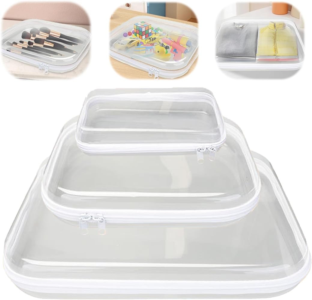 3PCS Zippered Transparent Cases for Snacks,Portable Waterproof Cosmetic Bag with Zipper,Clear Har... | Amazon (US)