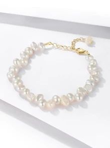 Cultured Pearl Beaded Silver Bracelet SKU: sj2302015275892069$11.30AddThis Sharing ButtonsShare t... | SHEIN