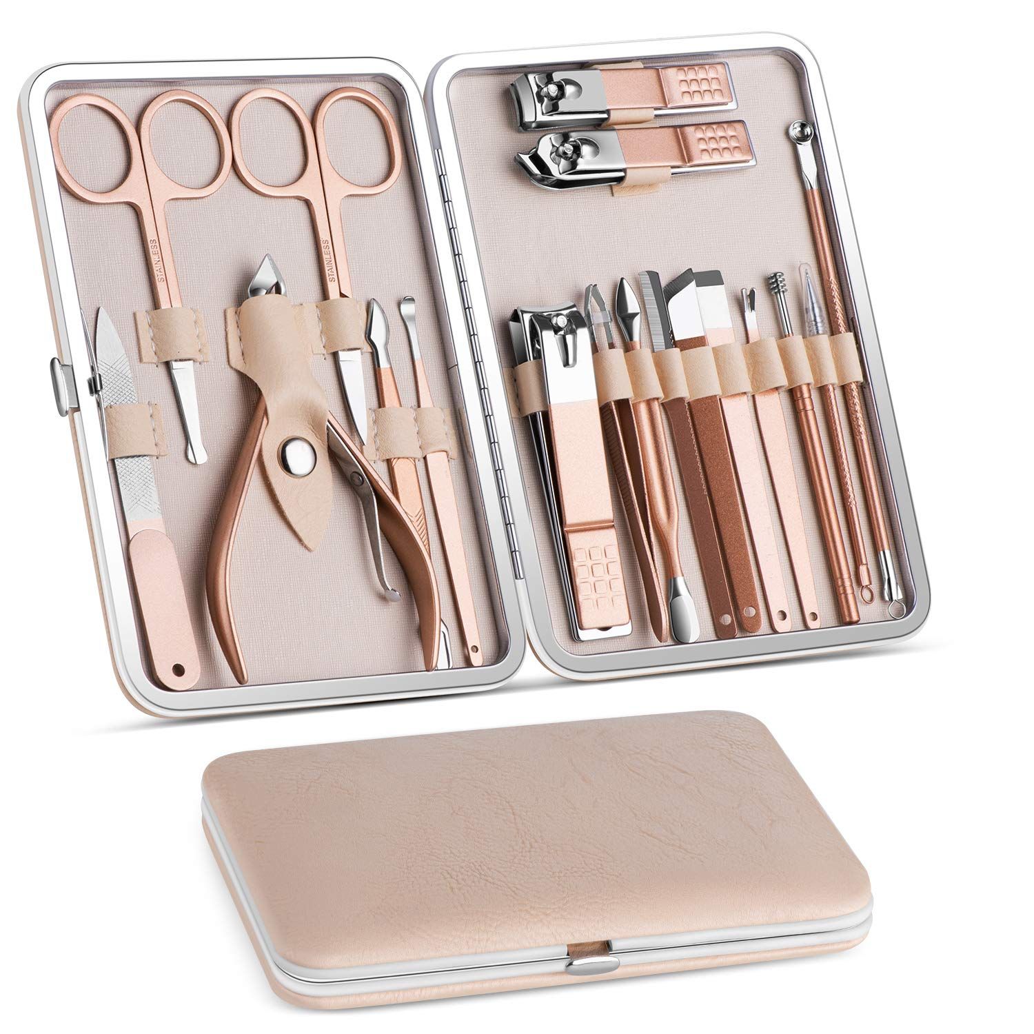 Manicure Set, Pedicure Kit, Nail Clippers, Professional Grooming Kit, Nail Tools 18 In 1 with Lux... | Amazon (US)