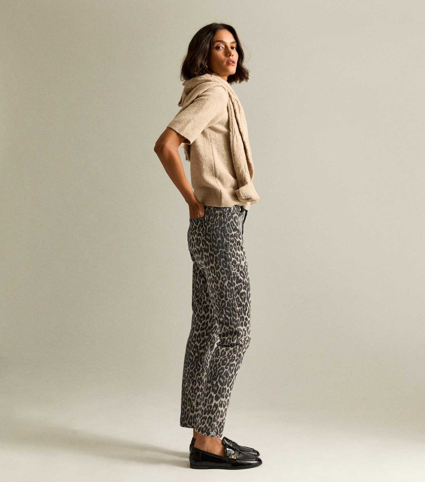 Brown Leopard Print Straight Leg Jeans | New Look | New Look (UK)