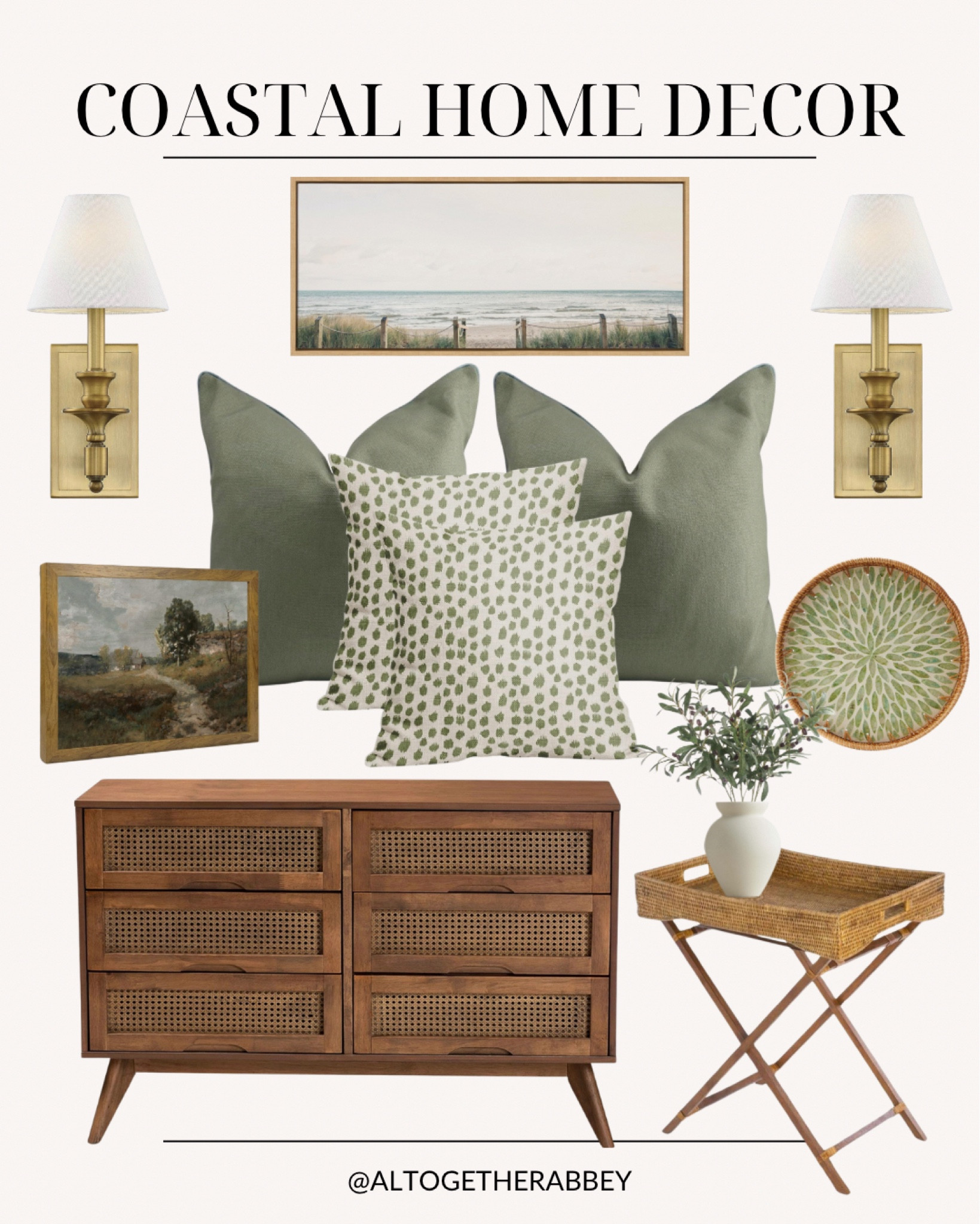 Coastal Green and White Home Decor #founditonamazon #coastaldecor #greenandwhite #amazonhome #budgetfinds #moderncoastal #bedroom #beachhouse #roomrefresh #seaside