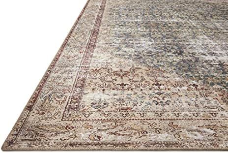 Amber Lewis x Loloi Georgie Collection GER-04 Teal / Antique 7'6" x 9'6" Area Rug | Amazon (US)