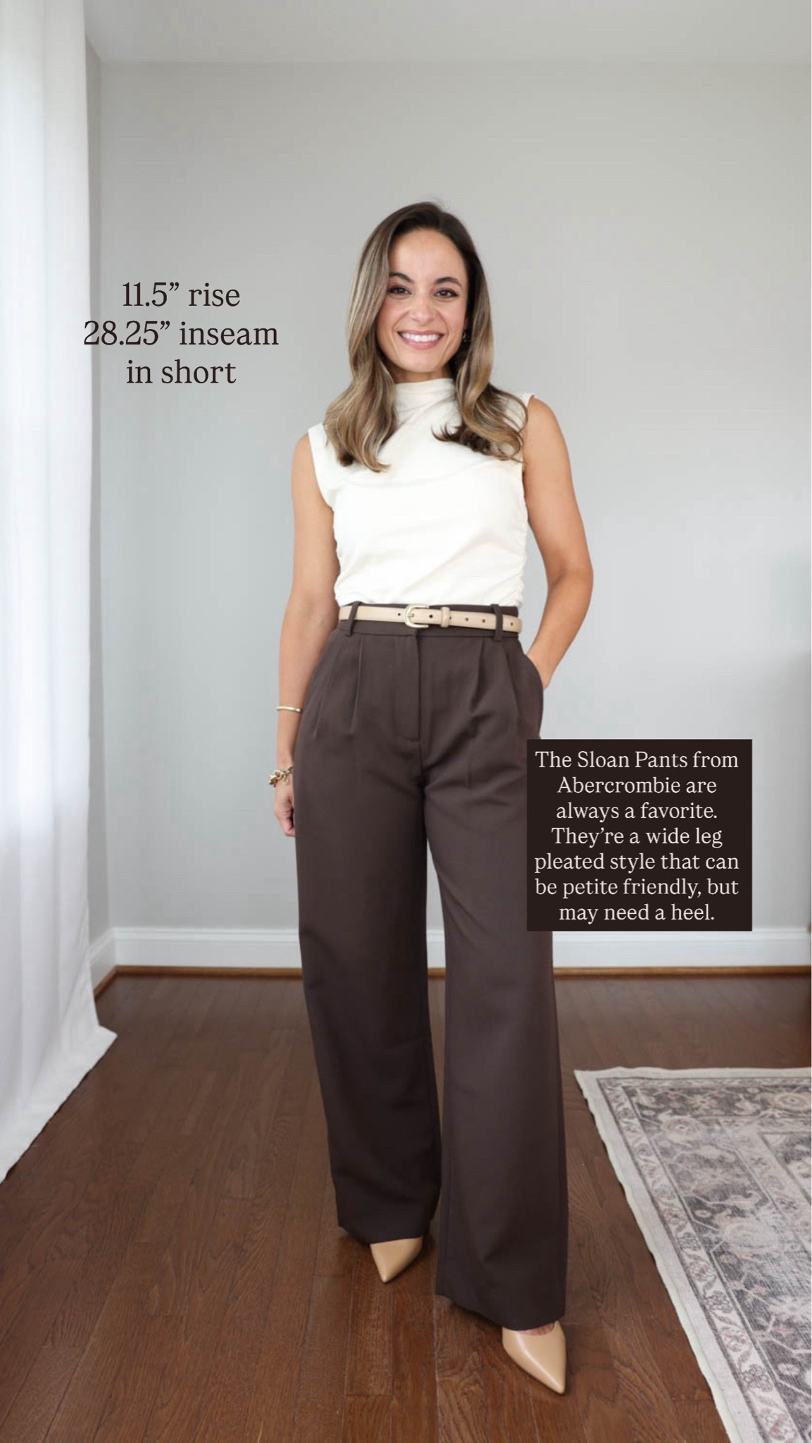 Ten petite-friendly pants in different styles and fits with rise and inseam measurements for each. 

I’m listing the size I wear in each one, the measurements are taken from that size. For comparison I have a 24” waist, 36” hips, 25” ankle inseam and a 27.5” - 28” full length inseam. I need a heel with all inseams over 28” 

Abercrombie Sloan Pants: 00 short / 11.5” rise / 28.25” inseam

#LTKPetite
