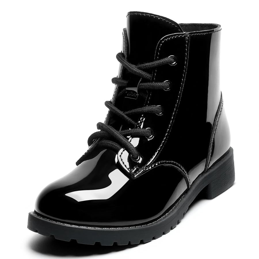 Girls Ankle Boots Lace Up Side Zipper Combat Shoes for Toddler/Little Kid/Big Kid | Amazon (US)