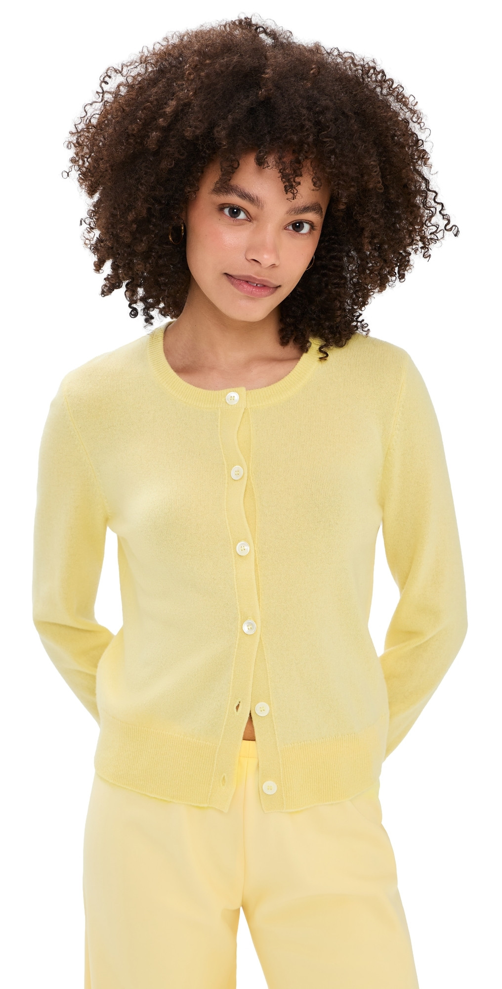 La Ligne Solid Lean Lines Cashmere Cardigan Butter S | Shopbop