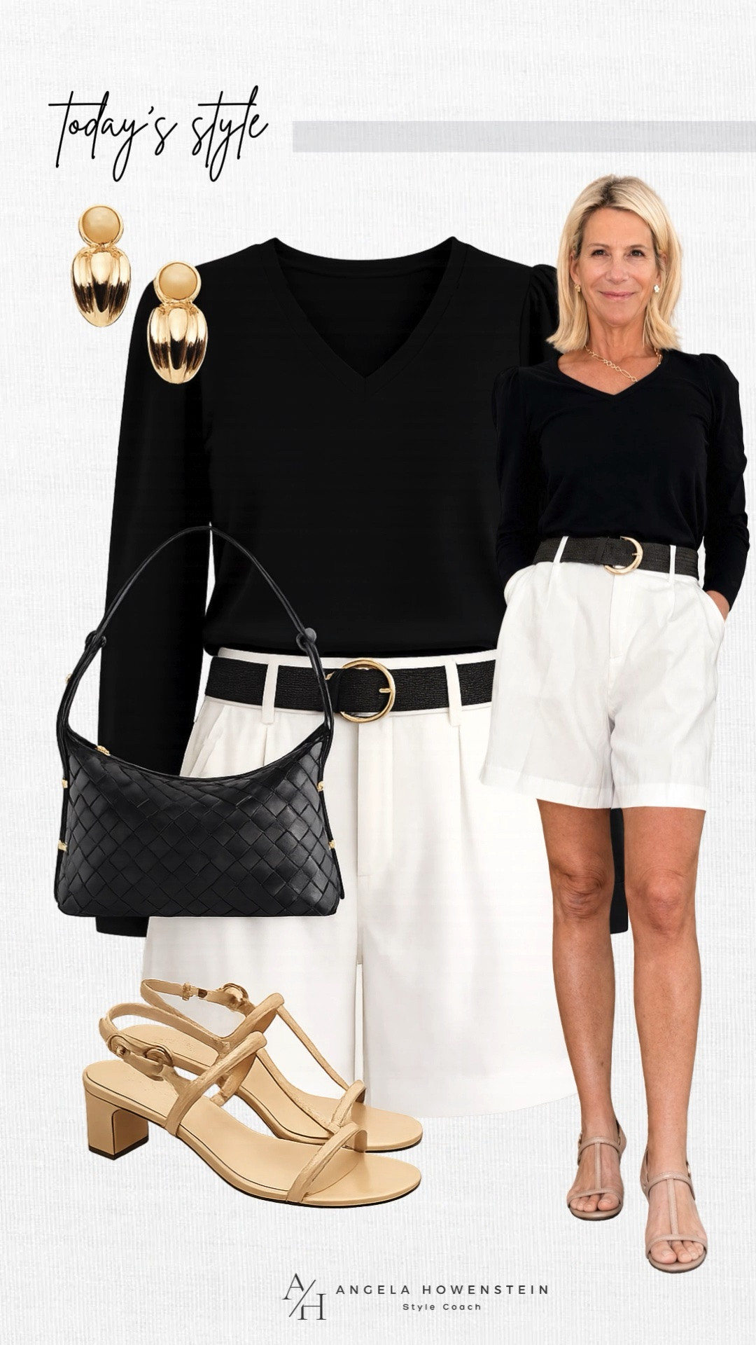 This black knit top with subtle puff sleeves is one of those timeless pieces you'll wear on repeat. Paired with crisp white shorts, a woven black bag, and neutral heels, it's an effortless outfit that works for lunch, dinner, or vacation nights.

❤️ Heart = Support my posts
📌 Save = Get sale & restock alerts
🛍️ Follow me on LTK for more effortless everyday style.

#LTKootd #LTKSeasonal #LTKOver40