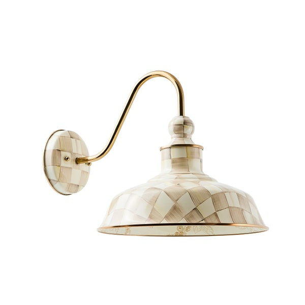 MacKenzie-Childs Mocha Check 12" Barn Sconce | MacKenzie-Childs