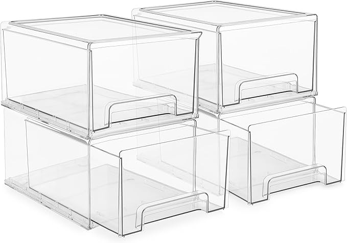 Sorbus Plastic Storage Bins Stackable Clear Pantry Organizer Box Bin for Organizing Kitchen Fridg... | Amazon (US)
