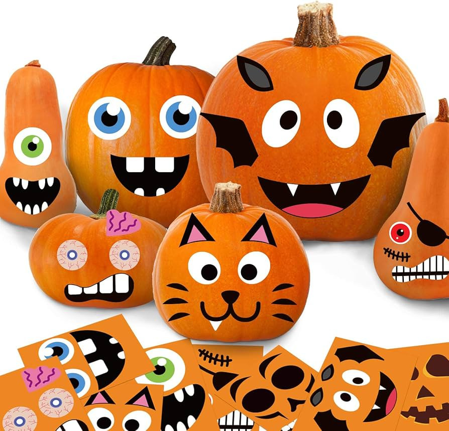 Funnlot Halloween Pumpkin Decorating Kit Crafts Face Stickers Halloween Pumpkin Decor Stickers Ja... | Amazon (US)