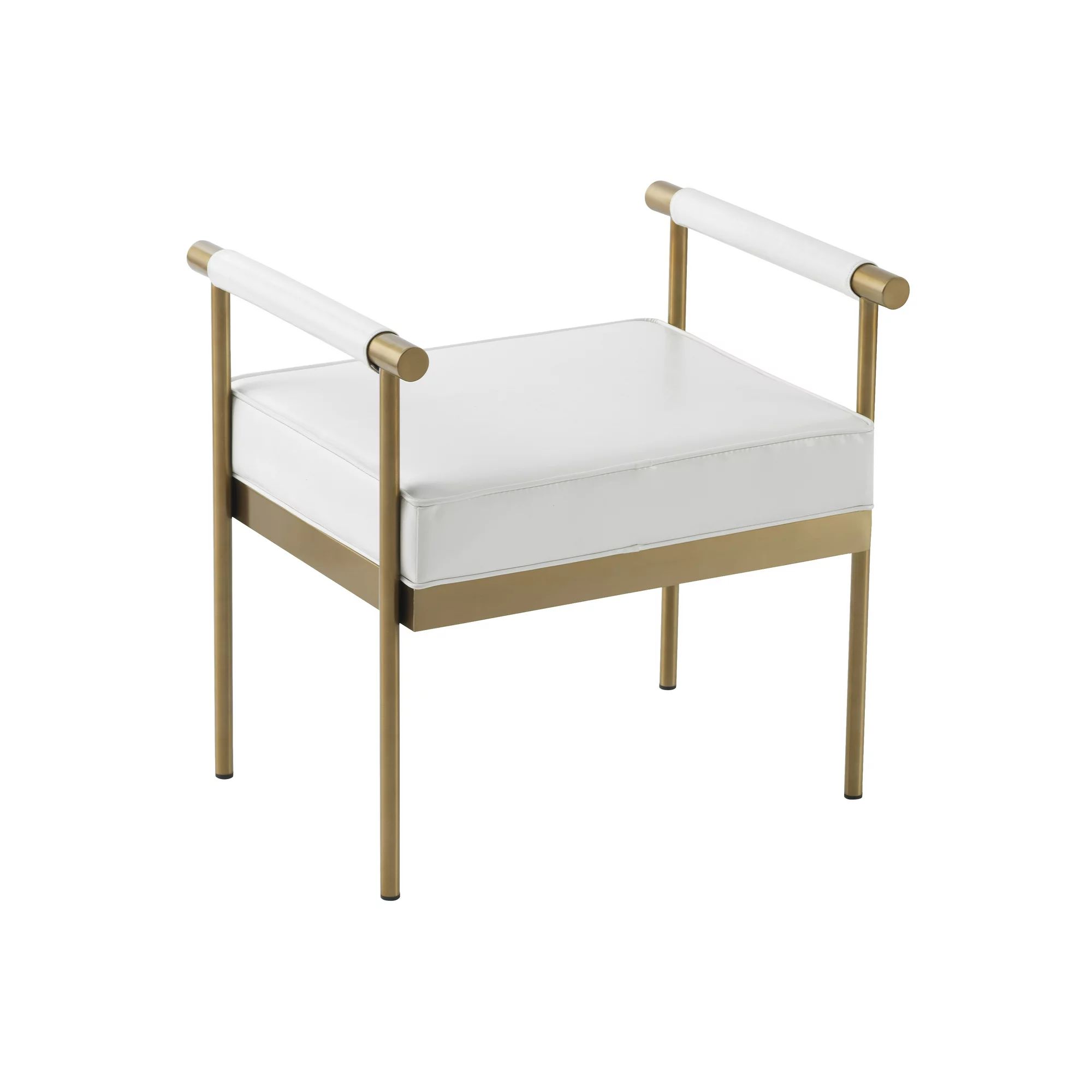 TOV Furniture Diva White Vegan Leather Bench With Gold Legs | Walmart (US)