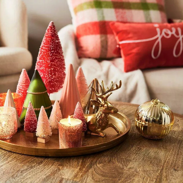 2pc Forest Fir Figural Tree Green with Gold Rim Candle - Threshold™ | Target