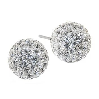 Silver Treasures Crystal Sterling Silver 9mm Round Stud Earrings | JCPenney