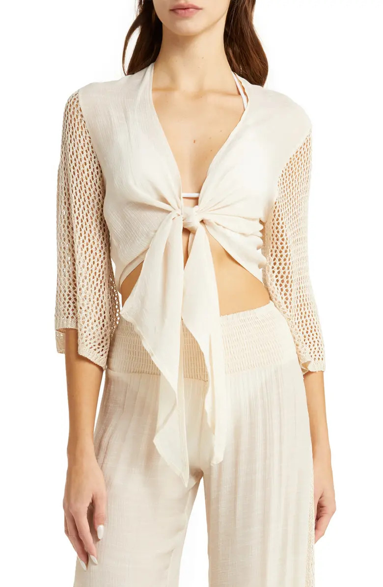Crochet Tie Front Cover-Up Top | Nordstrom