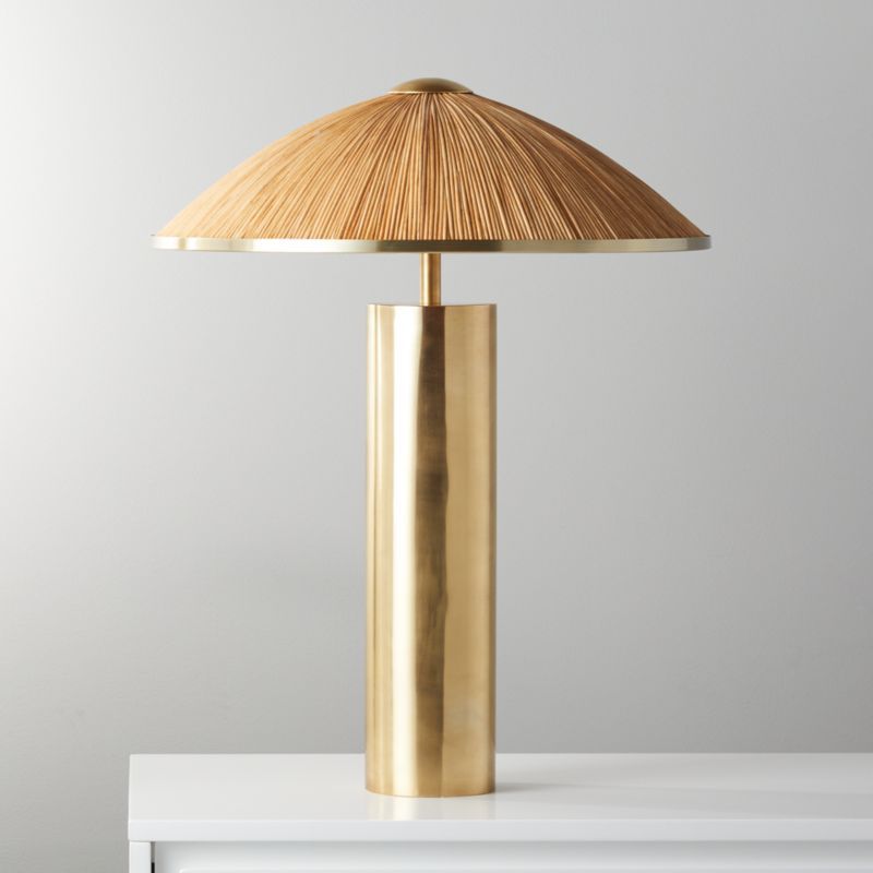 Solana Cone Brass and Rattan Table Lamp | CB2 | CB2