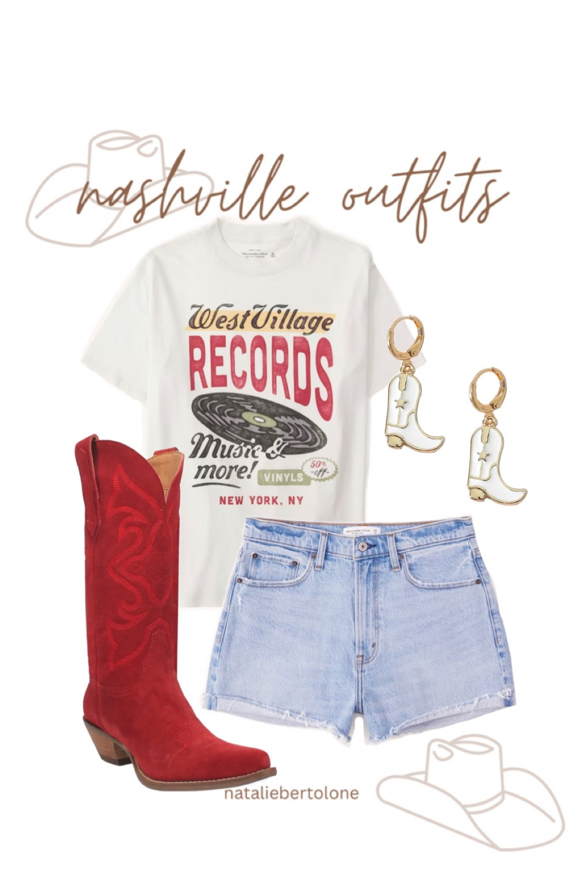 nashville outfit idea! red cowboy boots. graphic tee outfit. cowboy boot settings  

#LTKfindsunder100 #LTKstyletip #LTKfindsunder50