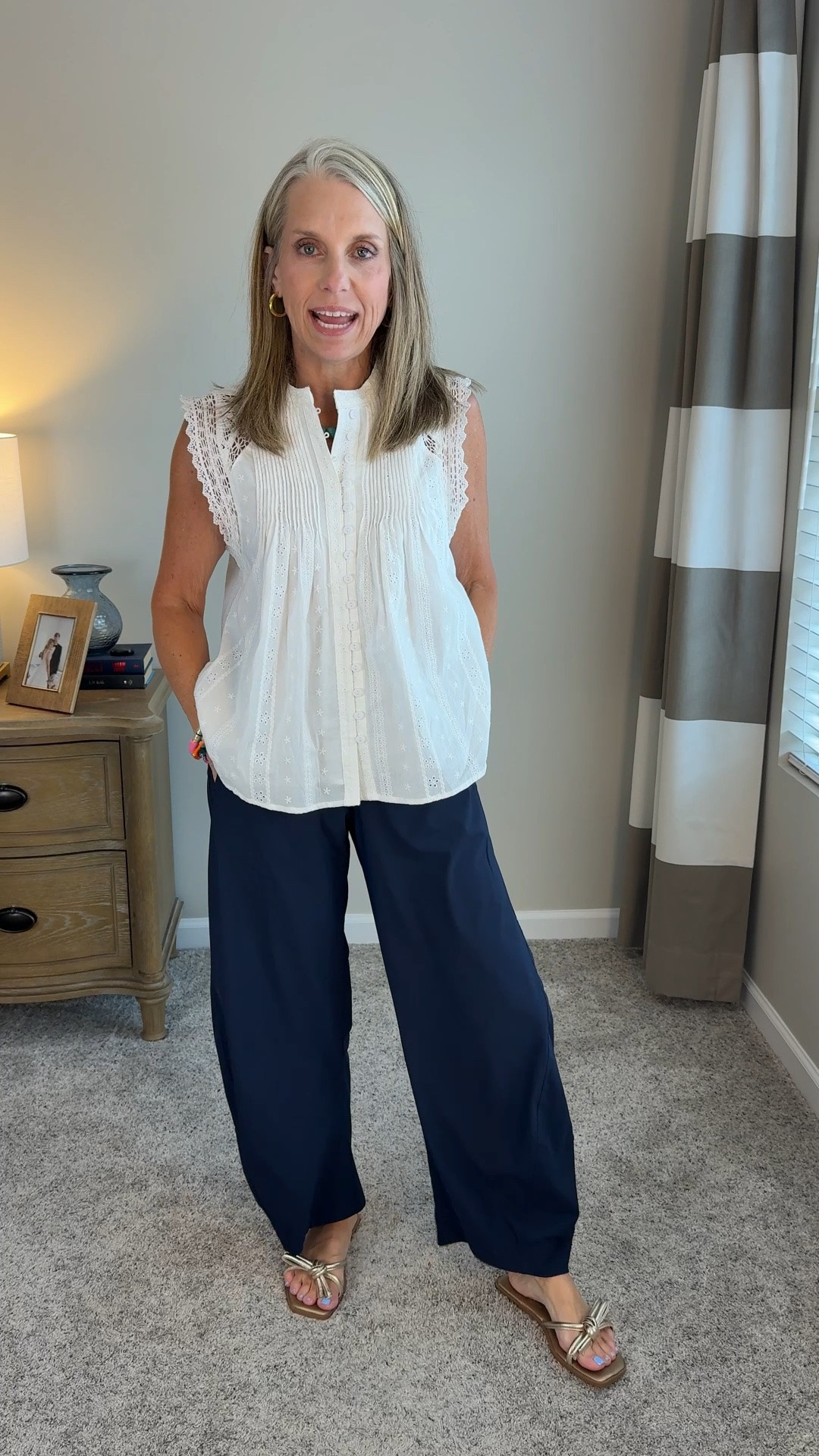 XS top and small pants 
Thea pants are comfortable and can be dressed up or down. They’re really so versatile it’s amazing. I have the expensive versions and love them, but if you wan an affordable alternative, these are really good. I’ll link both.

#LTKdayinmylife #LTKootd #LTKOver40