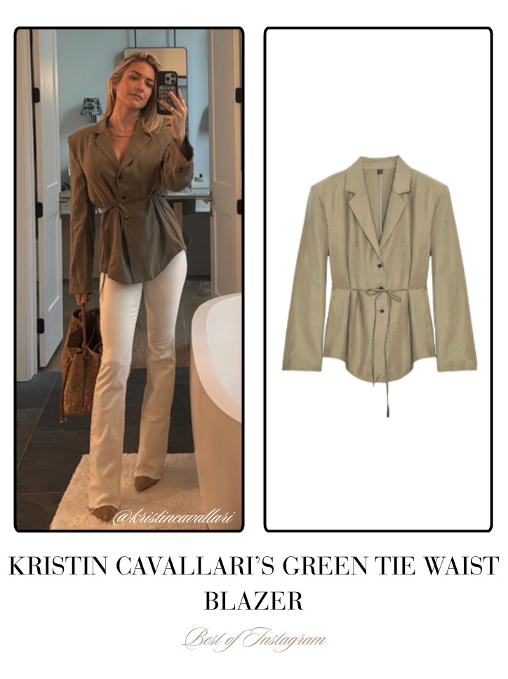 Kristin Cavallari's Green Tie Waist Blazer 📸= @kristincavallari 

 