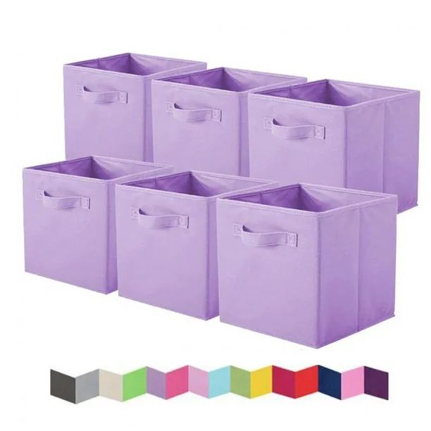 PinkSheep 11" Collapsible Cube Storage Bins, Fabric Storage Cubes Organizer Bins, Light Purple, 6... | Walmart (US)