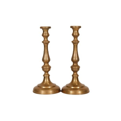 Large Turned Brass Candlesticks - a Pair | One Kings Lane