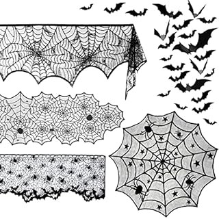 Amazon.com: DII Black Lace Overlay Tabletop Collection Gothic Halloween Decor, Table Runner, 18x7... | Amazon (US)