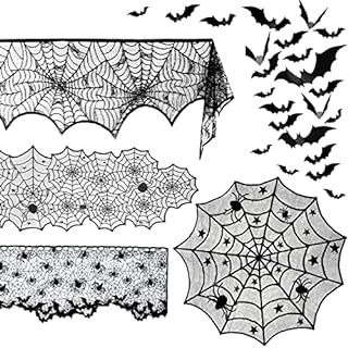 Amazon.com: DII Black Lace Overlay Tabletop Collection Gothic Halloween Decor, Table Runner, 18x7... | Amazon (US)