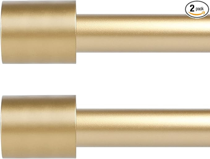 2 Pack Gold Curtain Rods for Windows 48 to 84 Inch(4-7ft),1 Inch Diameter Heavy Duty Curtain Rods... | Amazon (US)