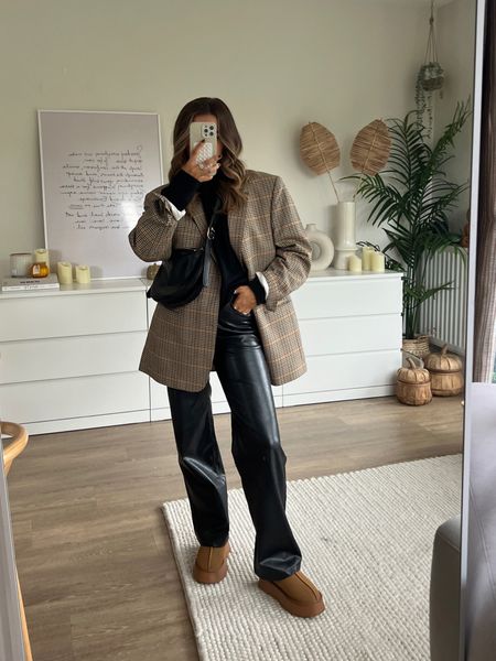 Styling must have leather Abercrombie trousers with oversized check blazer and black Jacquemus bag. Teamed with ugg Tasman slippers  

#LTKeurope #LTKfindsunder50 #LTKstyletip