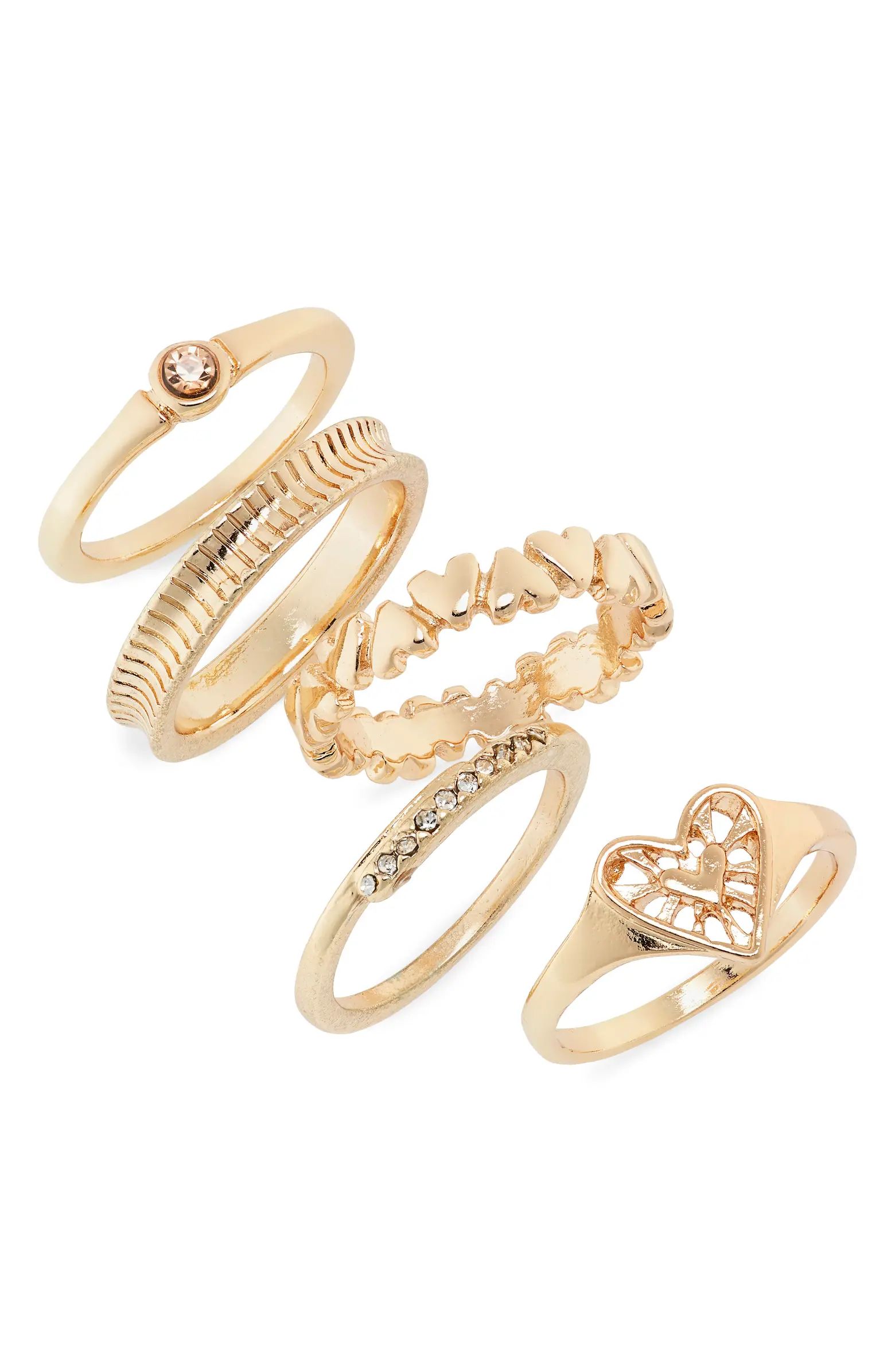 BP. Set of 5 Heart Ring Set | Nordstrom | Nordstrom Canada