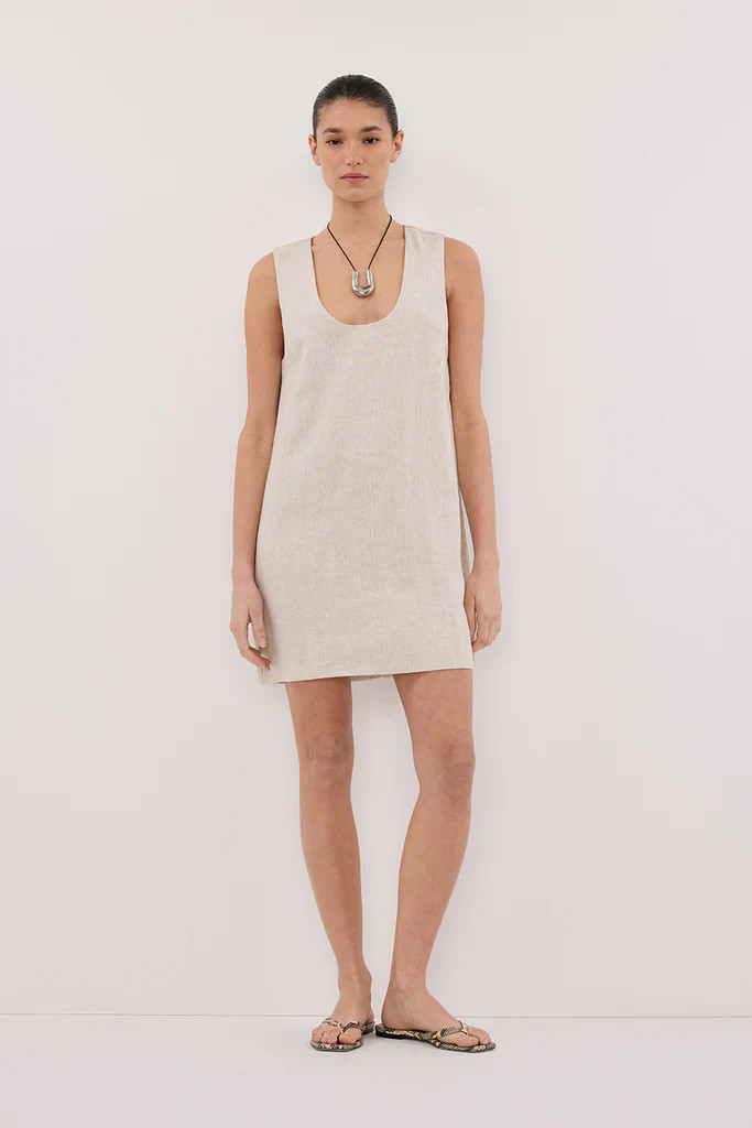 LOTUS NATURAL LINEN MINI DRESS | DISSH
