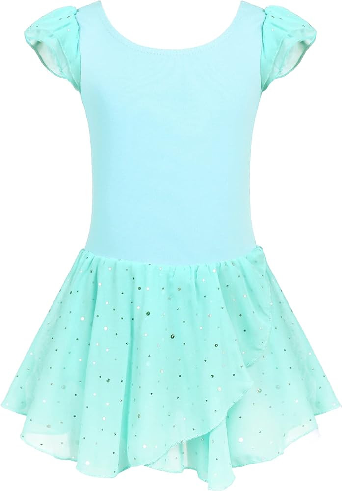 Arshiner Girls Ruffle Sleeve Ballet Dance Dress Tutu Skirted Leotard | Amazon (US)