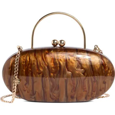 Olga Berg Imelda Acrylic Top Handle Bag in Chocolate at Nordstrom | Nordstrom