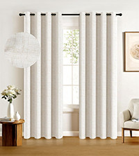 100% Blackout Shield Linen Blackout Curtains for Bedroom 84 Inches Long, Back Tab/Rod Pocket Livi... | Amazon (US)