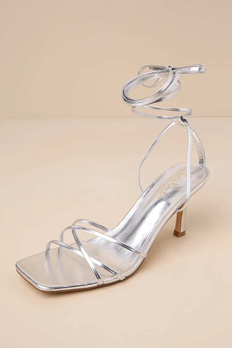 Lawrance Silver Lace-Up High Heel Sandals | Lulus
