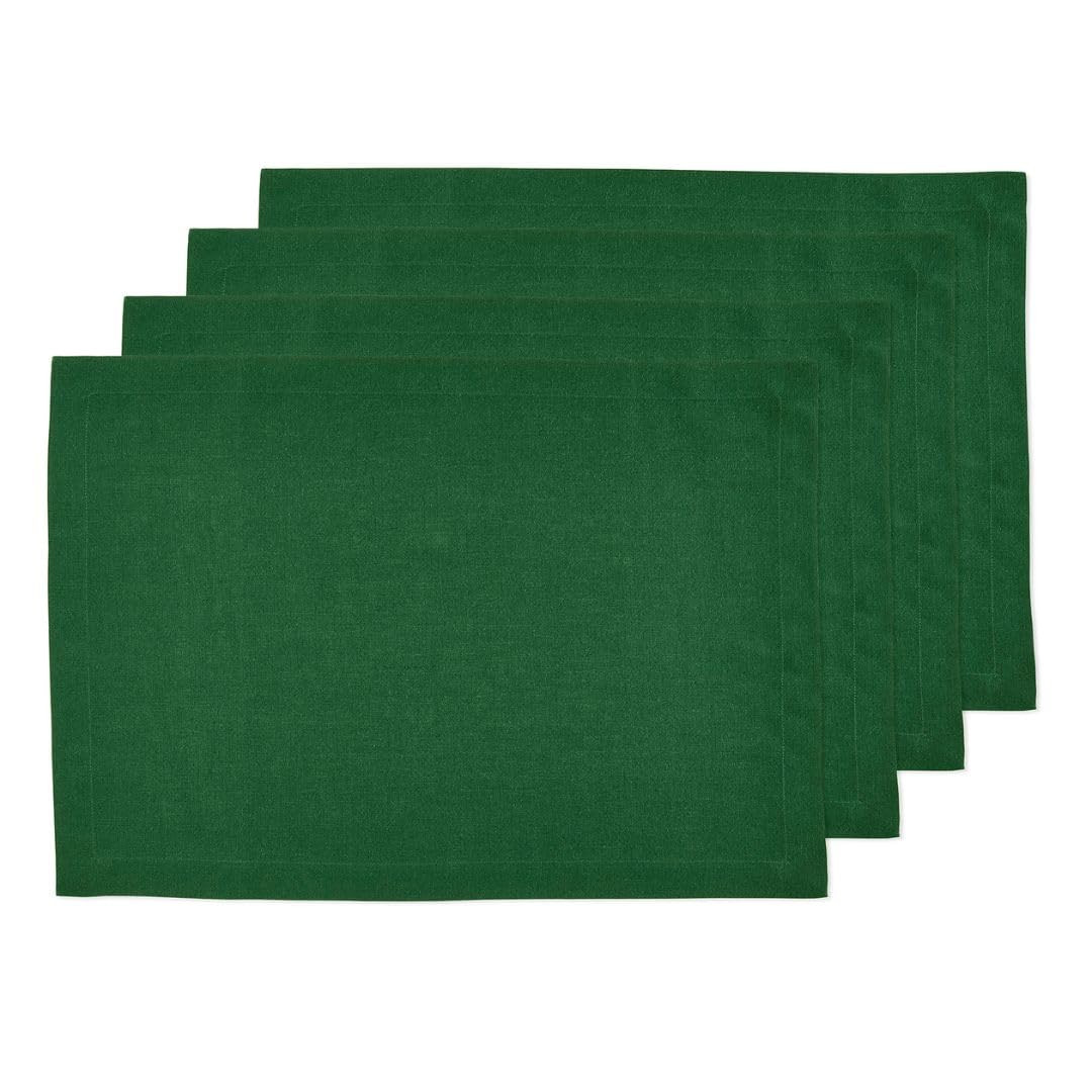Solino Home Linen Cloth Placemats Set of 4-100% Pure Linen Pine Green Placemats 14 x 19 Inch for ... | Amazon (US)