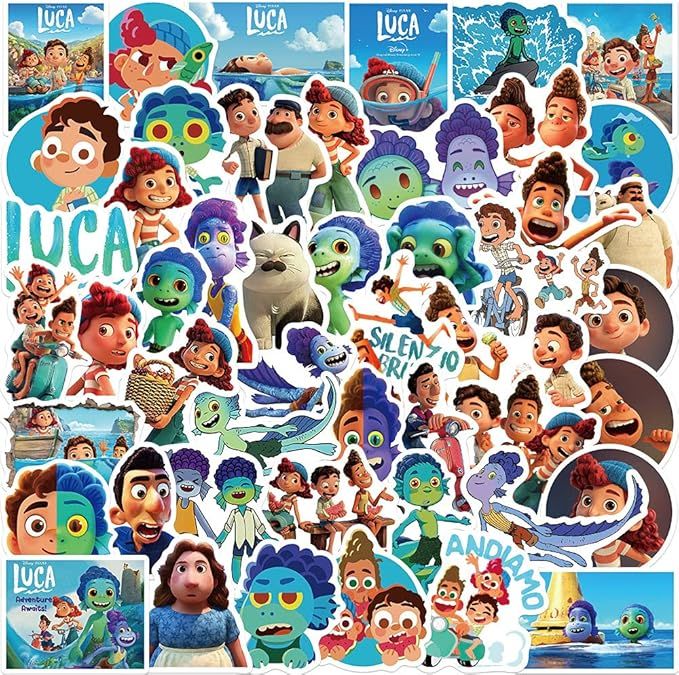 50PCS Luca Stickers for Laptop and computer, Animated cartoon stickers Waterproof Vinyl stickers ... | Amazon (US)