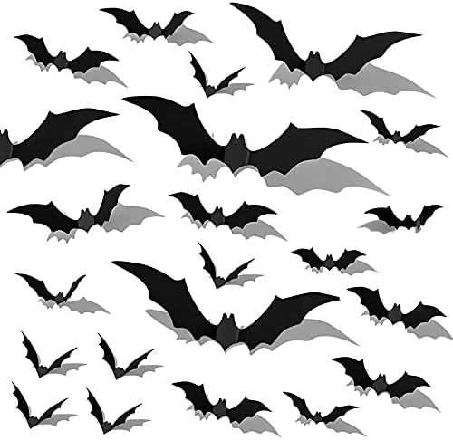 Halloween 3D Bats Decoration, 96 PCS 4 Sizes PVC 3D Decorative Scary Bats Wall Decal Wall Sticker... | Amazon (US)
