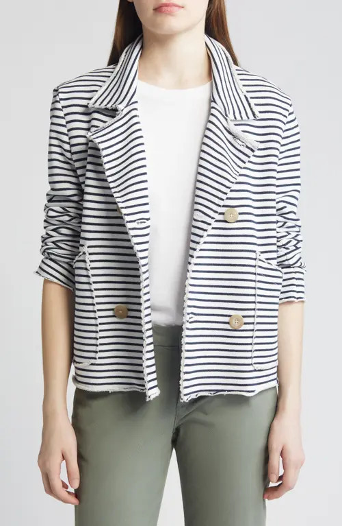 Frank & Eileen Mini Belfast Crop Knit Peacoat in White And British Royal Navy at Nordstrom, Size ... | Nordstrom