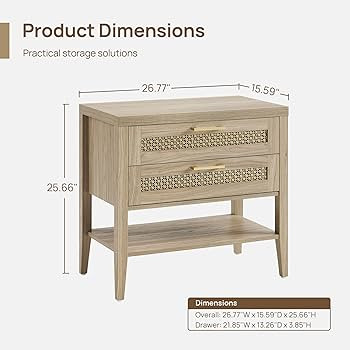 SICOTAS Night Stand Set 2 - Large Nightstands Sets of 2 with Drawers and Shelf, Rustic Bedside Ta... | Amazon (US)