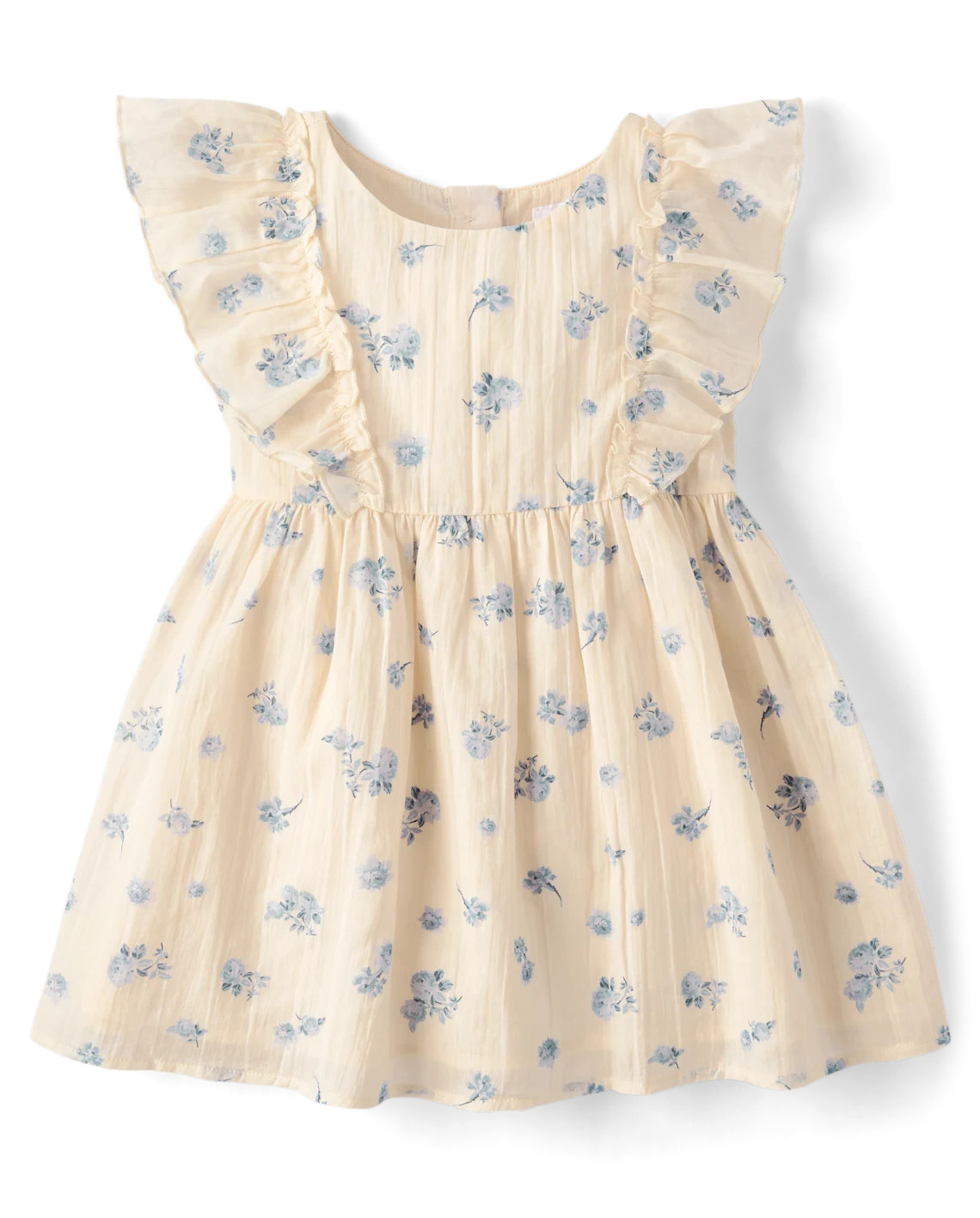 Baby And Toddler Girls Floral Textured Flutter Dress - cream | The Children's Place