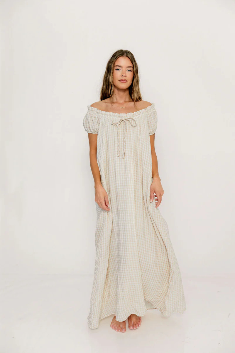 Ensley 100% Cotton Maxi Dress in Rose Plaid - Bump Friendly | Worth Collective