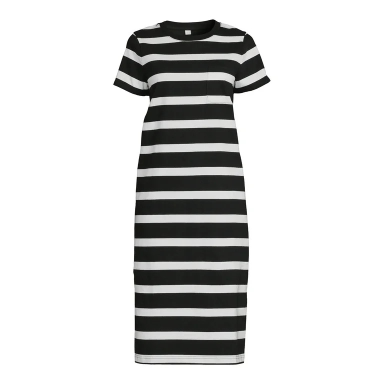 Time and Tru Women's T-Shirt Midi Dress - Walmart.com | Walmart (US)