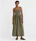 Tall Bustier Mixed Media Midi Pocket Dress | LOFT