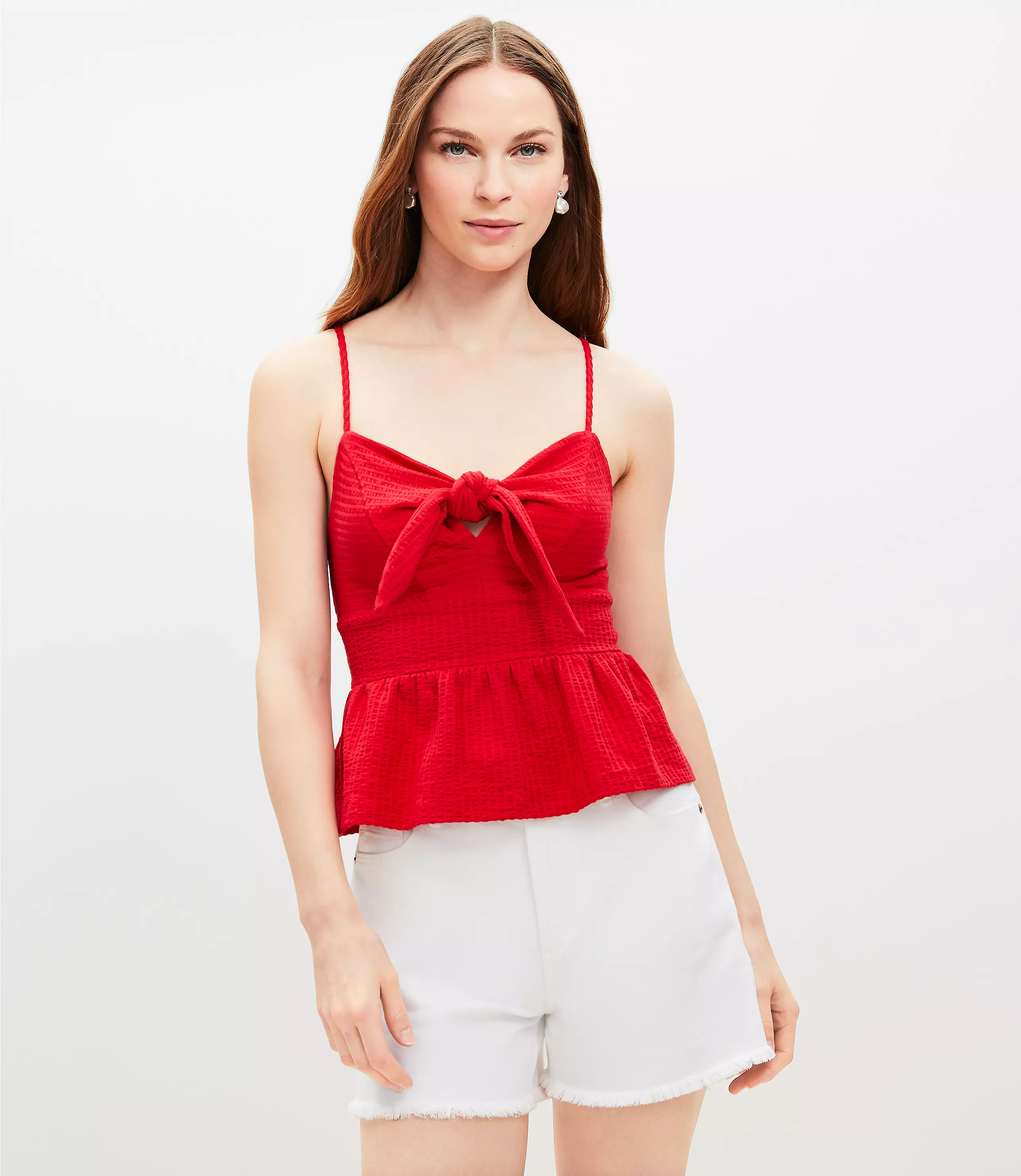 Textured Tie Front Cami | LOFT