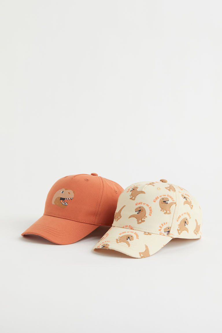 H & M - 2-pack caps - Orange | H&M (UK, MY, IN, SG, PH, TW, HK)