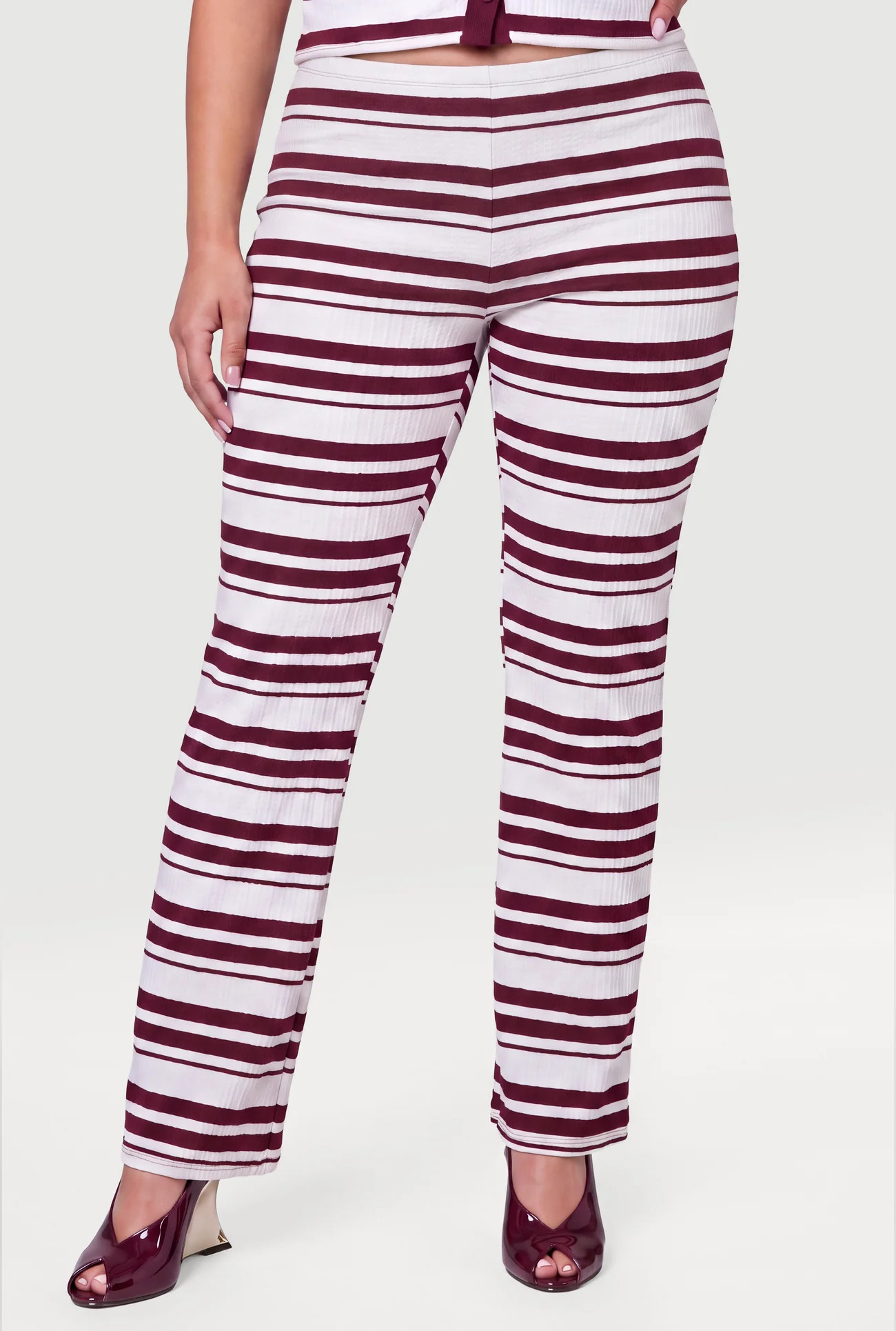 Plus Size Striped High Waisted Pants | Rainbow Shops